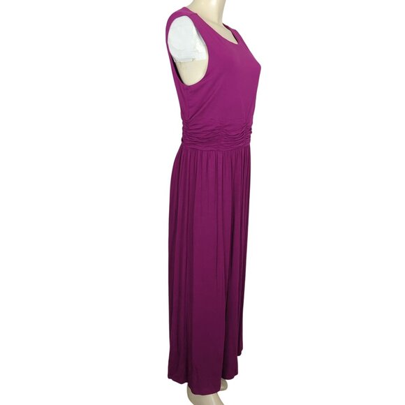 Soft Surroundings Sleeveless Magenta Maxi pullover Ruched Waist Dress size L - Picture 5 of 16